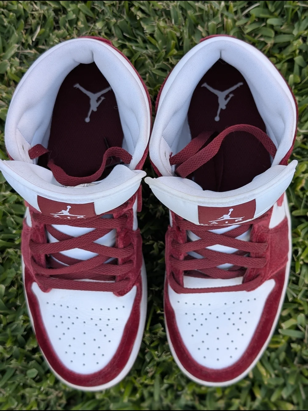 Nike Women's Burgundy Suede & White Mid Top Sneakers